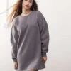 Noisy May Slouchy Sweat Dress In Charcoal Grey For Women