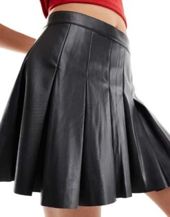 Noisy May Faux Leather Pleated Mini Skirt In Black For Women -Noisy May Shop 206441827 3
