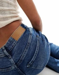 Noisy May Daisy High Waist Mom Jeans In Mid Blue Acid Wash For Women Medium Blue Denim -Noisy May Shop 206441898 4