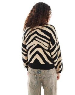Noisy May Knitted Jumper Black & Beige Zebra For Women Black Nomad 8 Noisy May Knitted Jumper Black & Beige Zebra For Women Black Nomad -Noisy May Shop 206441922 4