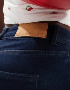 Noisy May Sallie High Waist Flare Jeans In Dark Blue Wash - NAVY For Women Dark Blue Denim -Noisy May Shop 206441937 4