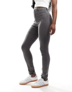 Noisy May Ella High Waist Skinny Jeans In Grey Wash For Women Dark Grey Denim -Noisy May Shop 206441938 3