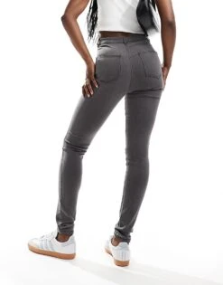 Noisy May Ella High Waist Skinny Jeans In Grey Wash For Women Dark Grey Denim -Noisy May Shop 206441938 4