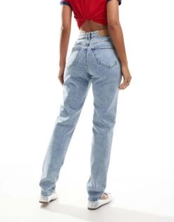 Noisy May Daisy High Waist Mom Jeans In Light Blue Acid Wash For Women Light Blue Denim -Noisy May Shop 206442012 2