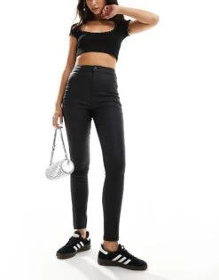 Noisy May High Waist Coated Skinny Trouser In Black For Women -Noisy May Shop 206442020 5