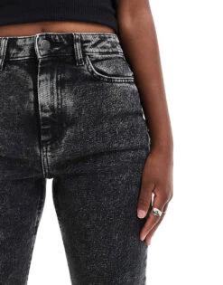 Noisy May Moni High Waisted Straight Jeans In Dark Grey Wash For Women Dark Grey Denim -Noisy May Shop 206442044 5