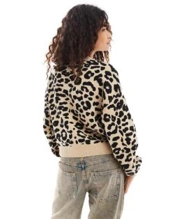Noisy May Knitted Jumper Leopard For Women Nomad Black Leo -Noisy May Shop 206442052 4