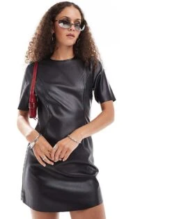 Noisy May Faux Leather Mini Dress In Black For Women