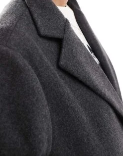 Noisy May Wool Look Maxi Overcoat In Dark Grey Melange For Women 7 Noisy May Wool Look Maxi Overcoat In Dark Grey Melange For Women -Noisy May Shop 206442198 3