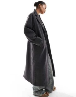 Noisy May Wool Look Maxi Overcoat In Dark Grey Melange For Women 8 Noisy May Wool Look Maxi Overcoat In Dark Grey Melange For Women -Noisy May Shop 206442198 4