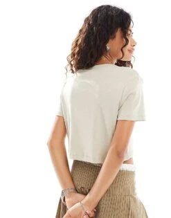 Noisy May Cropped Football Jersey With 21 Print In Light Grey For Women Agate Gray -Noisy May Shop 206442206 4