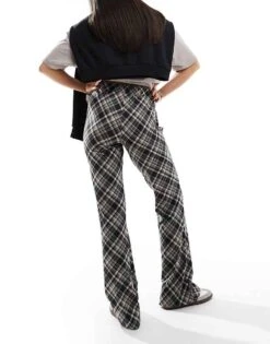 Noisy May Flared Trousers In Black Check For Women -Noisy May Shop 206531672 4