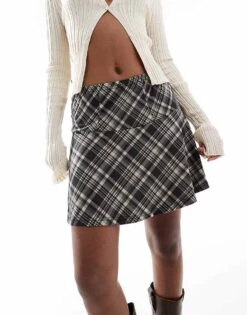 Noisy May Elasticated Mini Skirt In Black Check For Women -Noisy May Shop 206531689 1 black 1