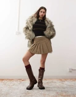 Noisy May Round Neck Jumper In Black & Brown For Women Black & Partridge -Noisy May Shop 206531721 3