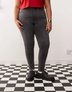 Noisy May Curve High Waist Skinny Jeans In Washed Grey For Women Medium Grey Denim -Noisy May Shop 206531888 1 mediumgreydenim 1