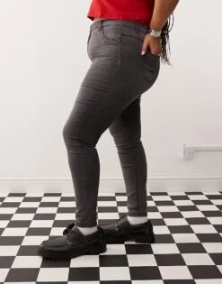 Noisy May Curve High Waist Skinny Jeans In Washed Grey For Women Medium Grey Denim -Noisy May Shop 206531888 3