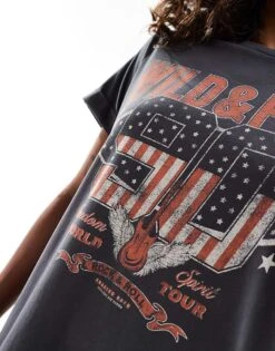 Noisy May Petite Midi T-shirt Dress With Wild Print In Grey For Women Asphalt -Noisy May Shop 206531920 4