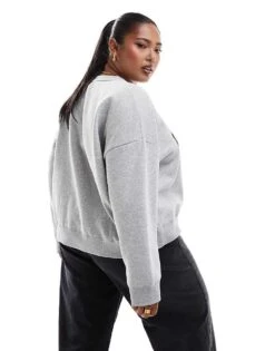 Noisy May Curve Longbeach Print Sweatshirt In Grey Melange For Women Medium Grey Denim -Noisy May Shop 206531944 4