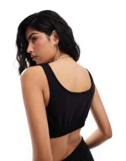 Noisy May Jersey Cropped Top Co-ord In Black For Women -Noisy May Shop 206531999 4