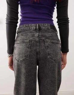 Noisy May Rhoda High Waist Mom Fit Jeans In Washed Grey For Women Dark Grey Denim -Noisy May Shop 206532022 5