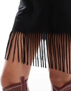 Noisy May Tassle Mini T-shirt Dress In Black For Women -Noisy May Shop 206548772 4