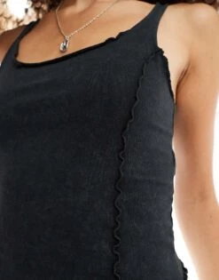 Noisy May Seem Detail Tank Top In Acid Wash Black For Women Black Wash -Noisy May Shop 206548804 3