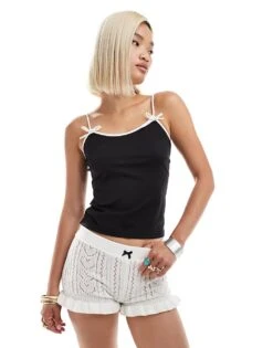 Noisy May Cami Top With Bow Detail In Black For Women -Noisy May Shop 206548812 1 black 1