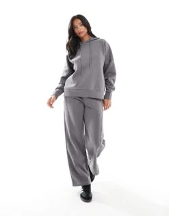 Noisy May Petite Loose Fit Hoodie Co-ord In Grey For Women Charcoal Gray -Noisy May Shop 206555704 3