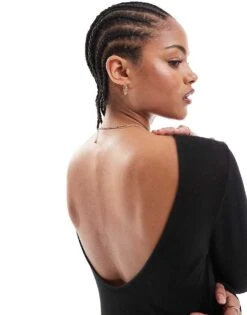 Noisy May Tall Scoop Back Knitted Maxi Dress In Black Texture For Women -Noisy May Shop 206572091 3