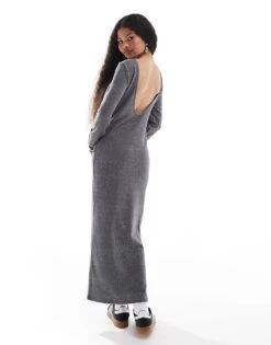 Noisy May Petite Scoop Back Knitted Maxi Dress In Grey Texture For Women Dark Grey Melange -Noisy May Shop 206572117 1 darkgreymelange 1