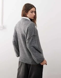 Noisy May Exposed Seam Detail Jumper In Grey For Women Dark Grey Melange -Noisy May Shop 206572130 4