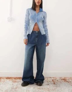 Noisy May Mila Baggy Fit Jeans In Dark Blue Wash For Women Dark Blue Denim -Noisy May Shop 206572170 1 darkbluedenim 1