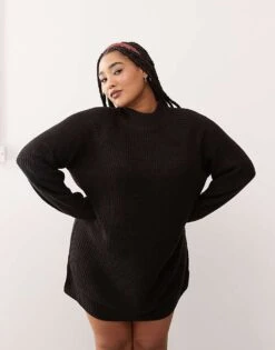 Noisy May Curve High Neck Knitted Jumper Dress In Black For Women -Noisy May Shop 206573746 1 black 1