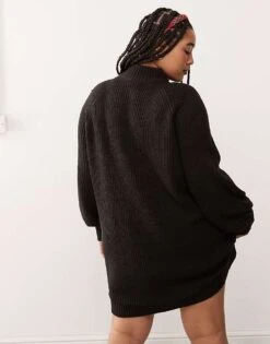 Noisy May Curve High Neck Knitted Jumper Dress In Black For Women -Noisy May Shop 206573746 3