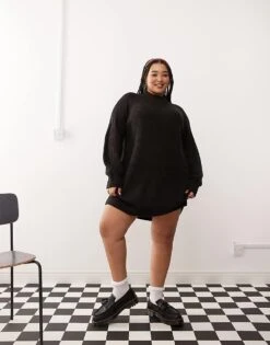 Noisy May Curve High Neck Knitted Jumper Dress In Black For Women -Noisy May Shop 206573746 4