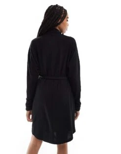 Noisy May Tall Tie Waist High Neck Knitted Mini Jumper Dress In Black For Women -Noisy May Shop 206573770 3