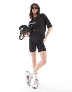 Noisy May Ribbed T-shirt & Short Co-ord In Black