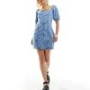 Noisy May Denim Mini Dress In Mid Wash For Women Medium Blue
