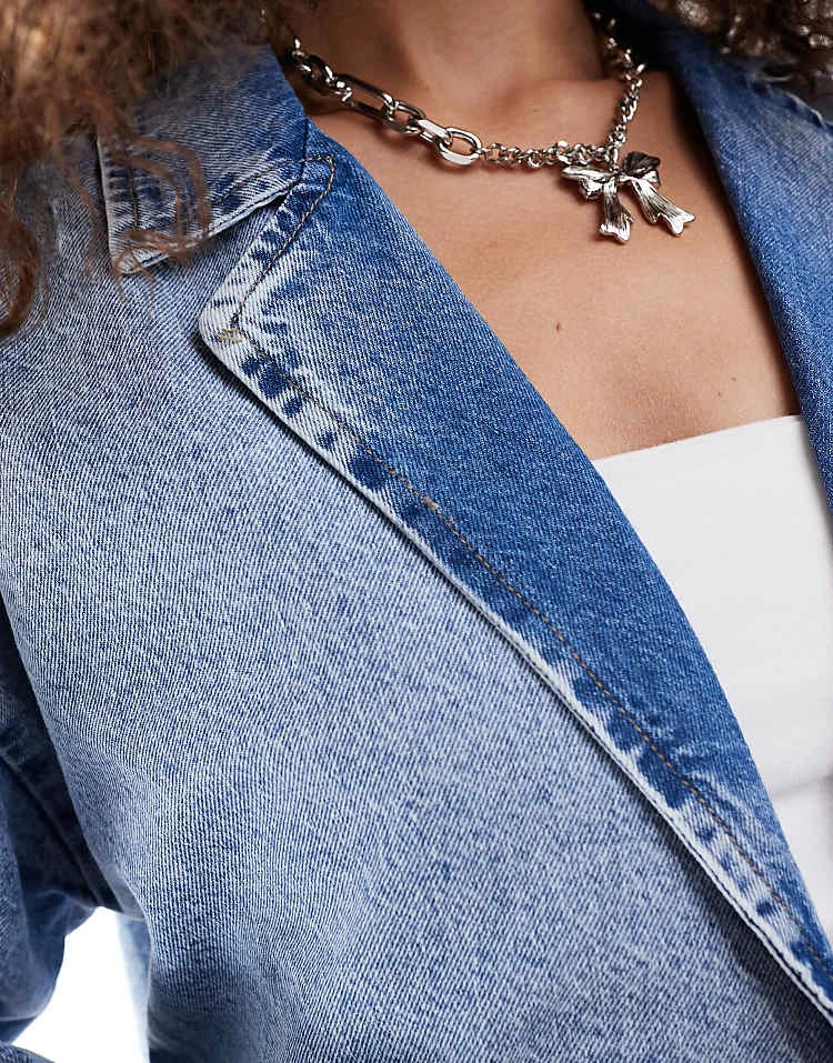 Noisy May Denim Slouchy Blazer In Light Wash For Women Light Blue 4 Noisy May Denim Slouchy Blazer In Light Wash For Women Light Blue - Image 4