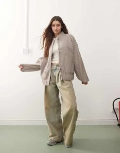 Noisy May Brushed Bomber Jacket In Beige Melange For Women Nomad Melange 7 Noisy May Brushed Bomber Jacket In Beige Melange For Women Nomad Melange -Noisy May Shop 206641436 3