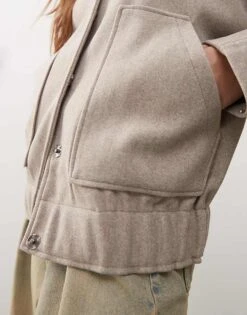 Noisy May Brushed Bomber Jacket In Beige Melange For Women Nomad Melange 8 Noisy May Brushed Bomber Jacket In Beige Melange For Women Nomad Melange -Noisy May Shop 206641436 4