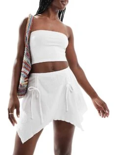 Noisy May Waterfall Mini Skirt In Cream For Women -Noisy May Shop 206744318 1 cream 1