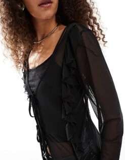 Noisy May Tie Front Maxi Cardigan In Black For Women -Noisy May Shop 206744364 3