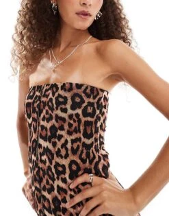 Noisy May Seam Detail Mini Bandaue Dress In Leopard Print For Women -Noisy May Shop 206744397 3