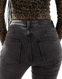 Noisy May Front Seam Flared Jeans In Washed Black For Women -Noisy May Shop 206744429 4