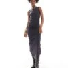 Noisy May Rushed Detail Midaxi Dress In Charcoal For Women Obsidian