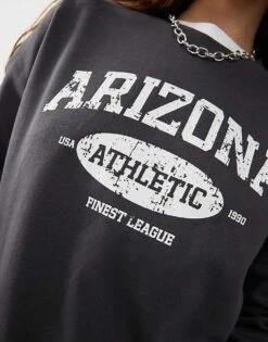 Noisy May Collegiate Sweat In Charcoal For Women Obsidian -Noisy May Shop 206744453 4