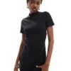 Noisy May Moch Neck Mini Skater Dress In Black For Women