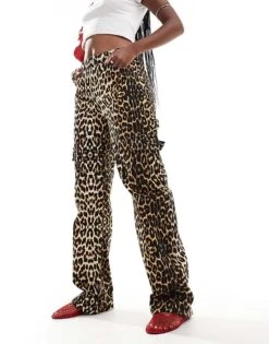 Noisy May Cargo Jeans In Leopard Print For Women Ecru -Noisy May Shop 206814910 1 ecru 1