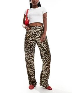 Noisy May Cargo Jeans In Leopard Print For Women Ecru -Noisy May Shop 206814910 3